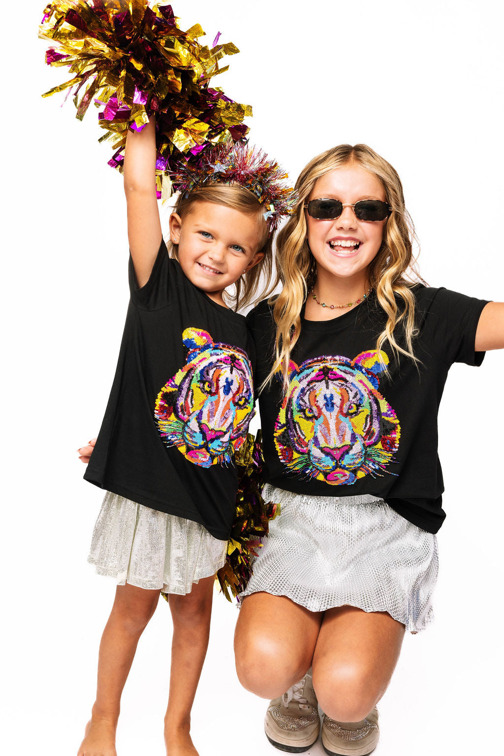 Kids Black Rainbow Tiger Tee