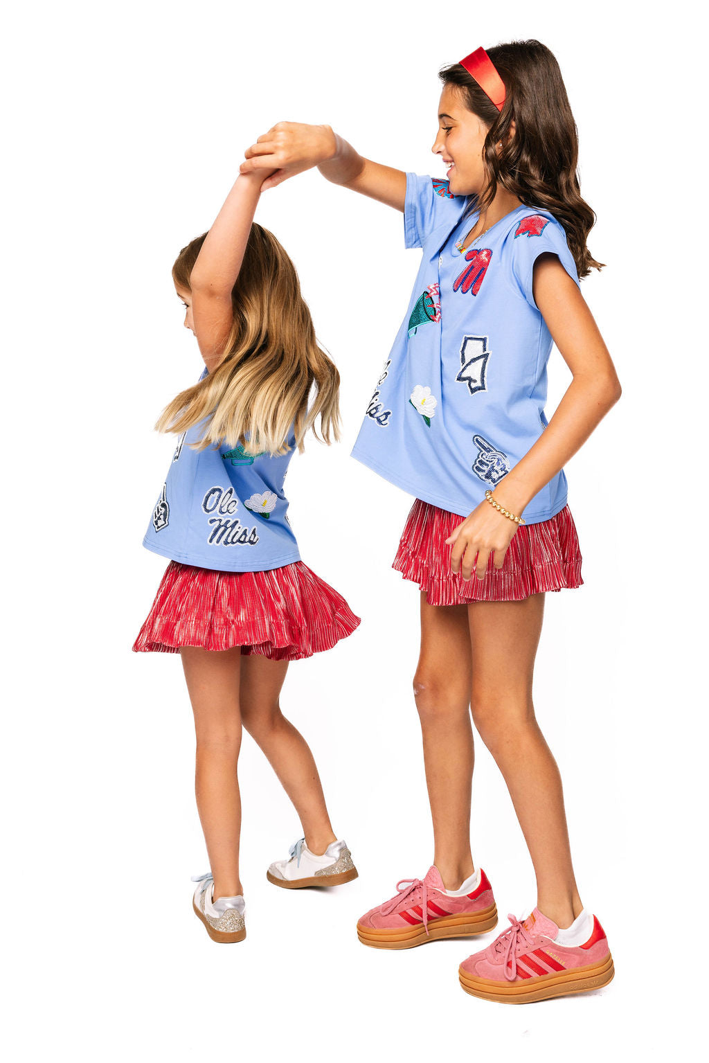 Kids Red & Silver Pleat Swing Shorts
