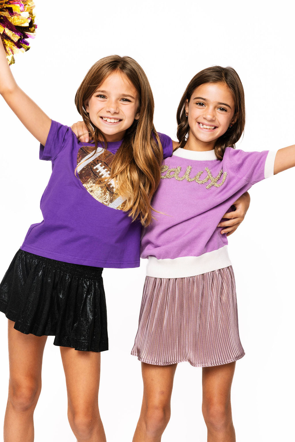 Kids Geaux Short Sleeve Glitter Script Sweater