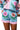 Pink & Blue Striped Cinco Flowers Short