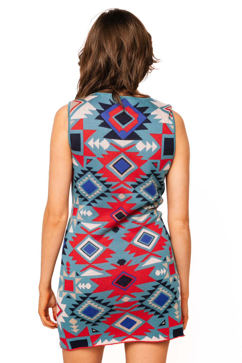 Sample Red, White, & Blue Aztec American Flag Knit Tank Dress