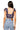 Sample Navy Beaded American flag Cotton Tie Sleeve Crop Tank
