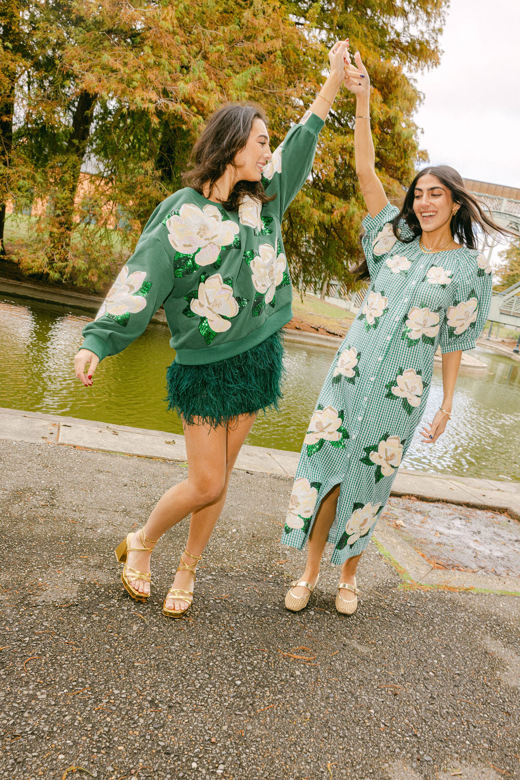 Green & White Gingham Magnolia Button Up Cotton Midi Dress M / PRSP2541 Green & White Gingham Magnolia Button Up Cotton Midi Dress M / PRSP2541