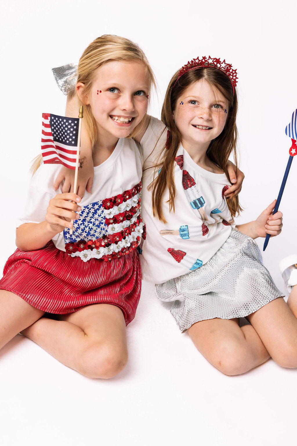 Kids White American Flag Tee