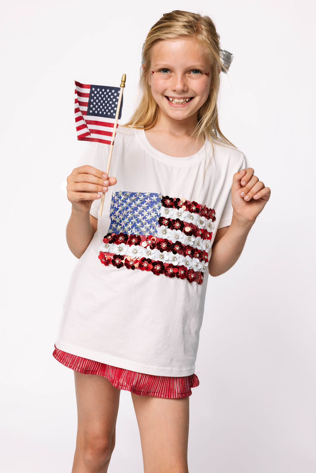 Kids White American Flag Tee