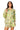 Green Striped Travel Icon Button Up Long Sleeve Top