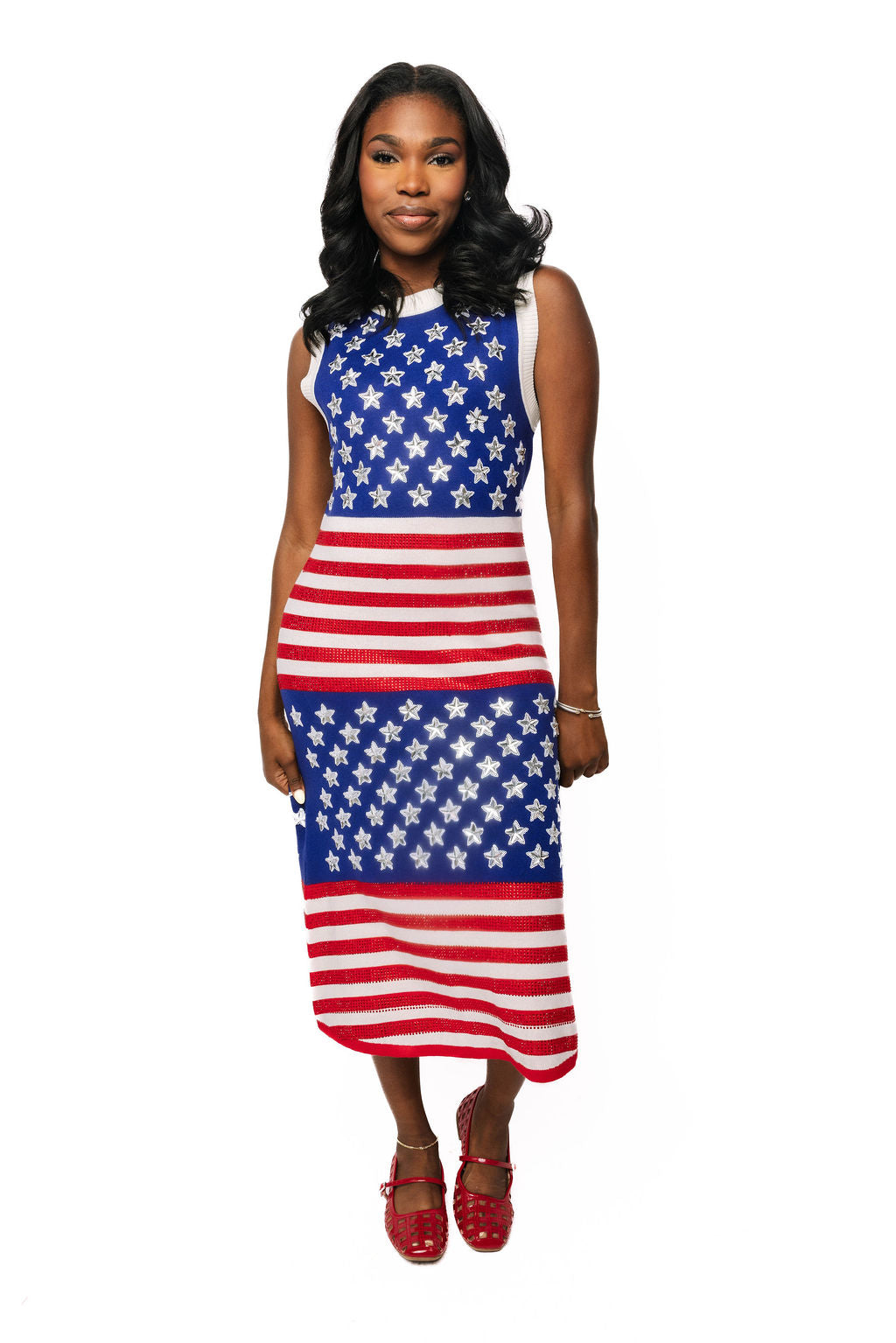 Knit American Flag Stripe Midi Dress XXL / SUM26289