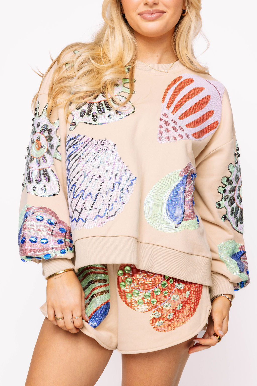 Beige Multi Shell Short