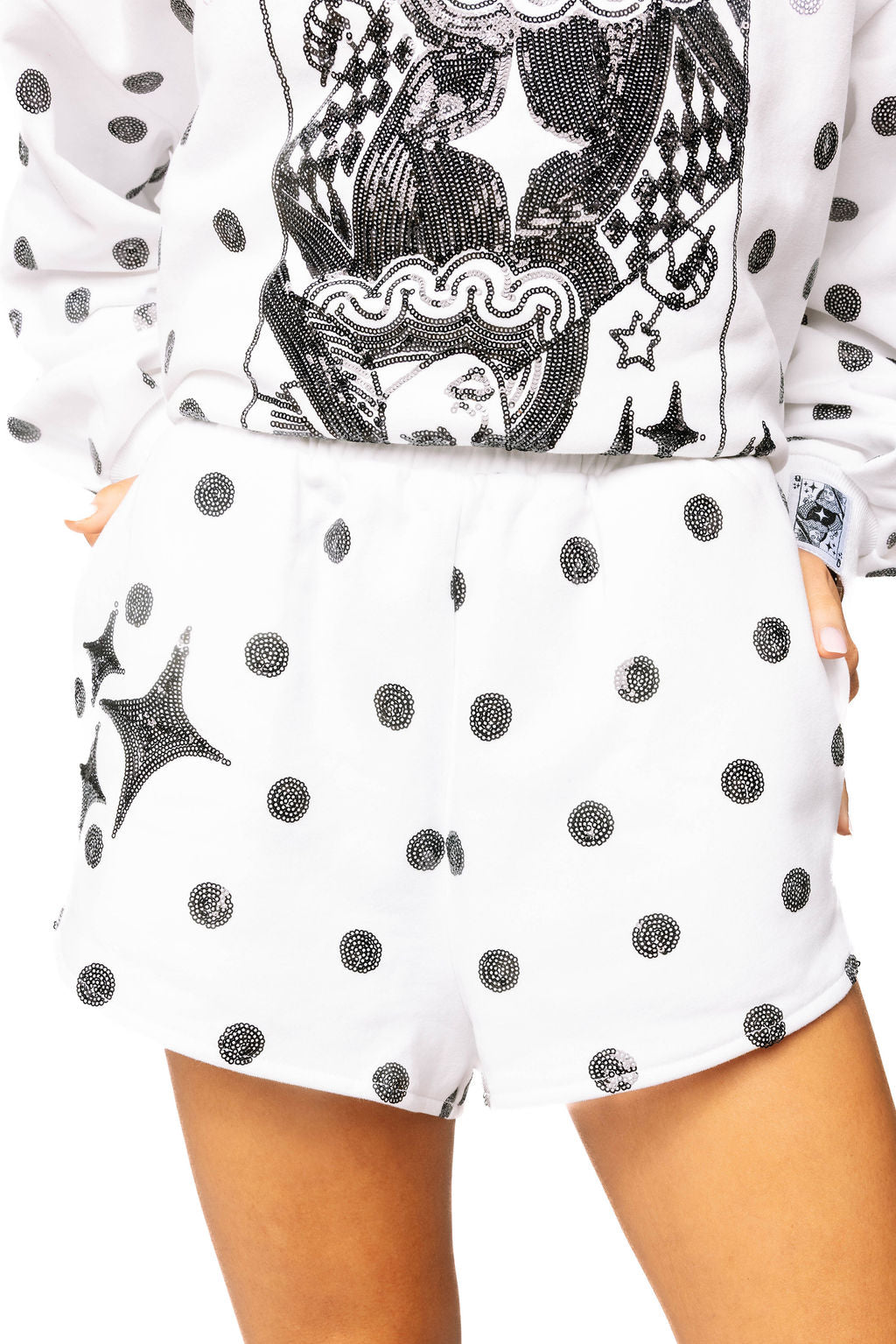 White & Black Polka Dot Sparkle Logo Short