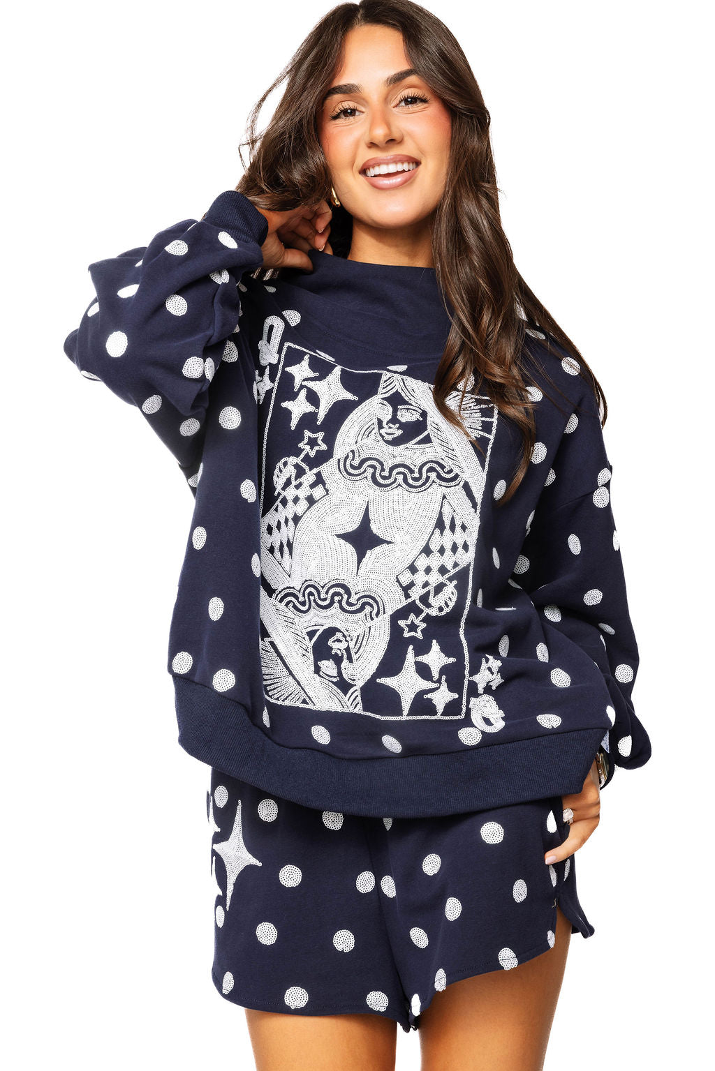 Navy Polka Dot Sparkle Logo Short