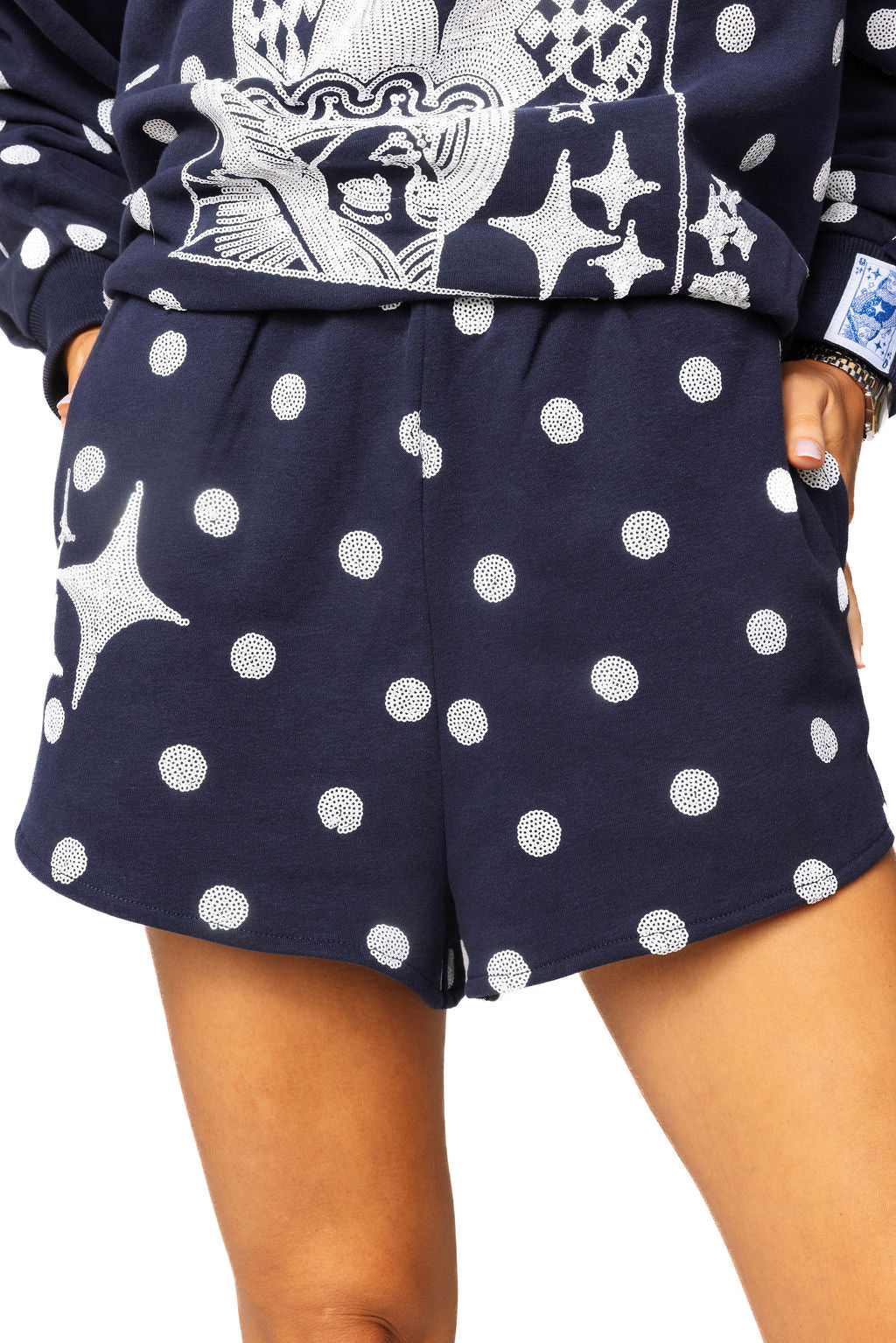 Navy Polka Dot Sparkle Logo Short