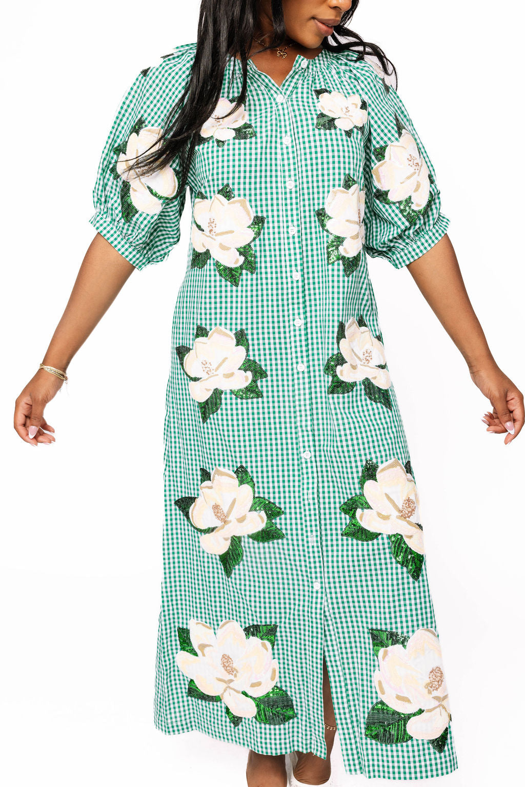 green gingham shirt dress THE CLASSIC SHIRT DRESS in SEAFOAM GINGHAM CHIOS GAUZE
