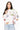 White Mahjong Icon Rainbow Trim Collared Top