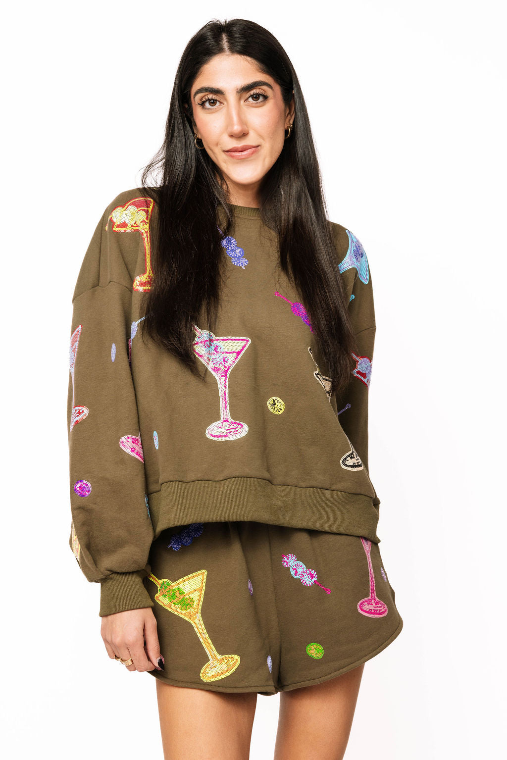 Olive Green Multi Martini Sweatshirt