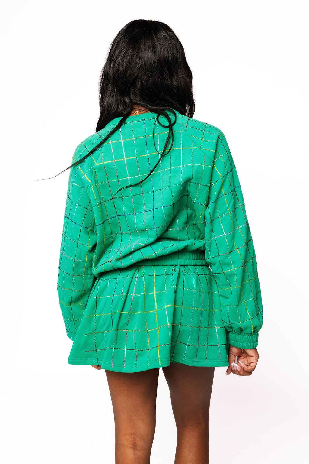 Sample Green Multi Rhinestone Top And Skort Set