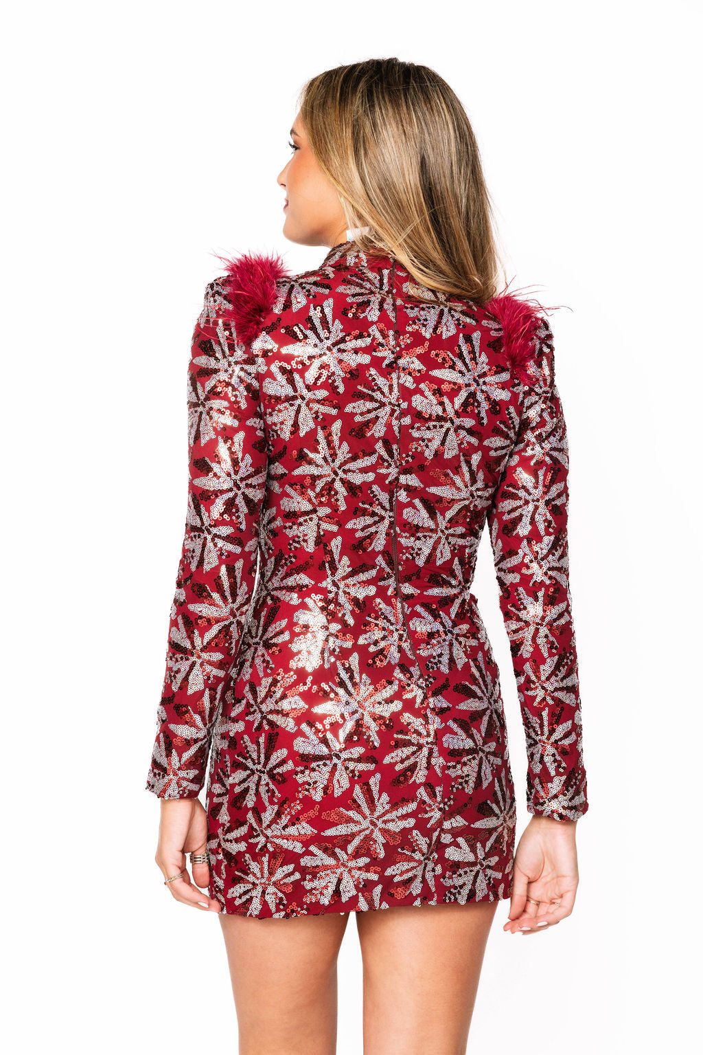 Sample Maroon & Silver Star Sequin Dress