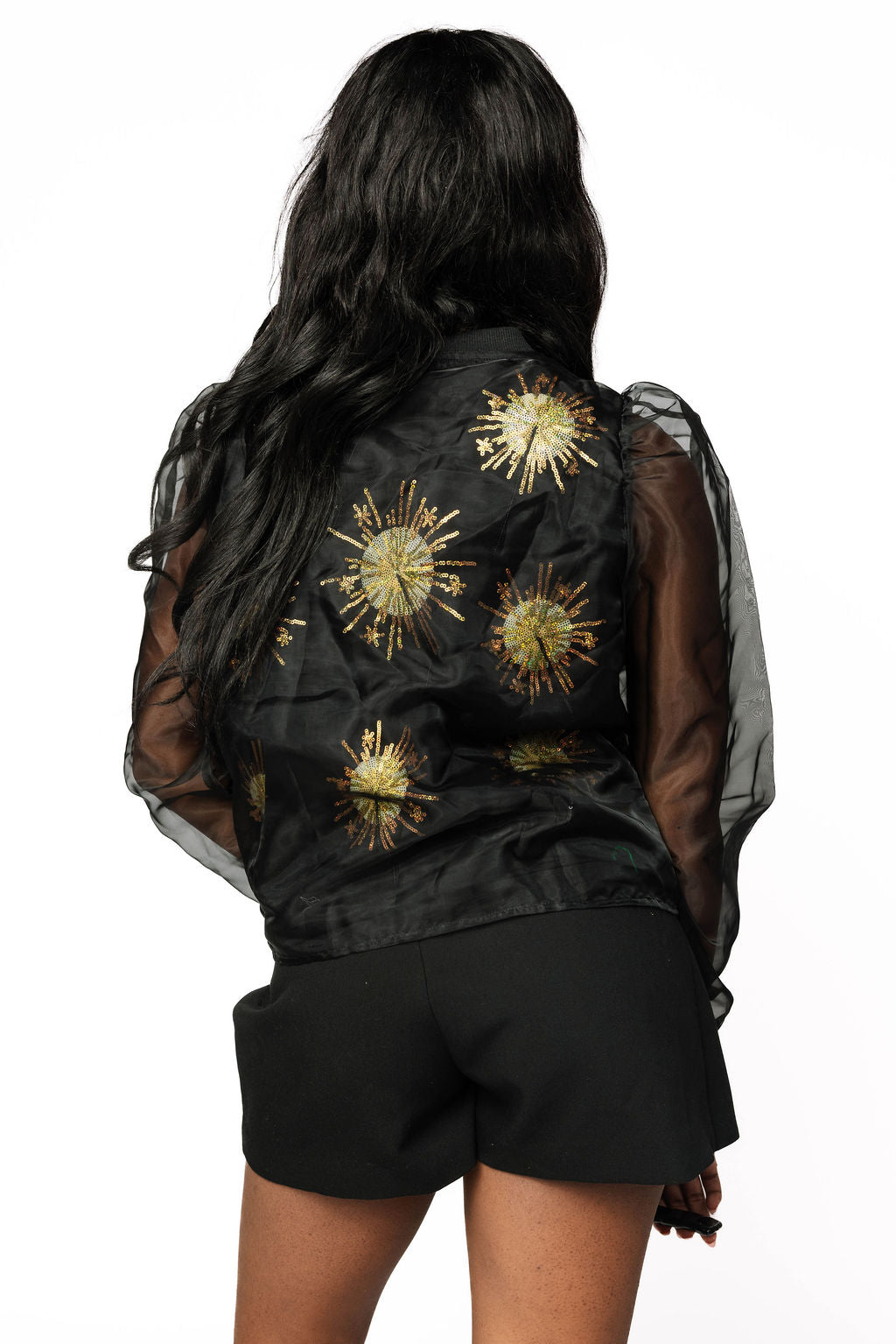 Sample Black Sheer Overlay Sparkler Top