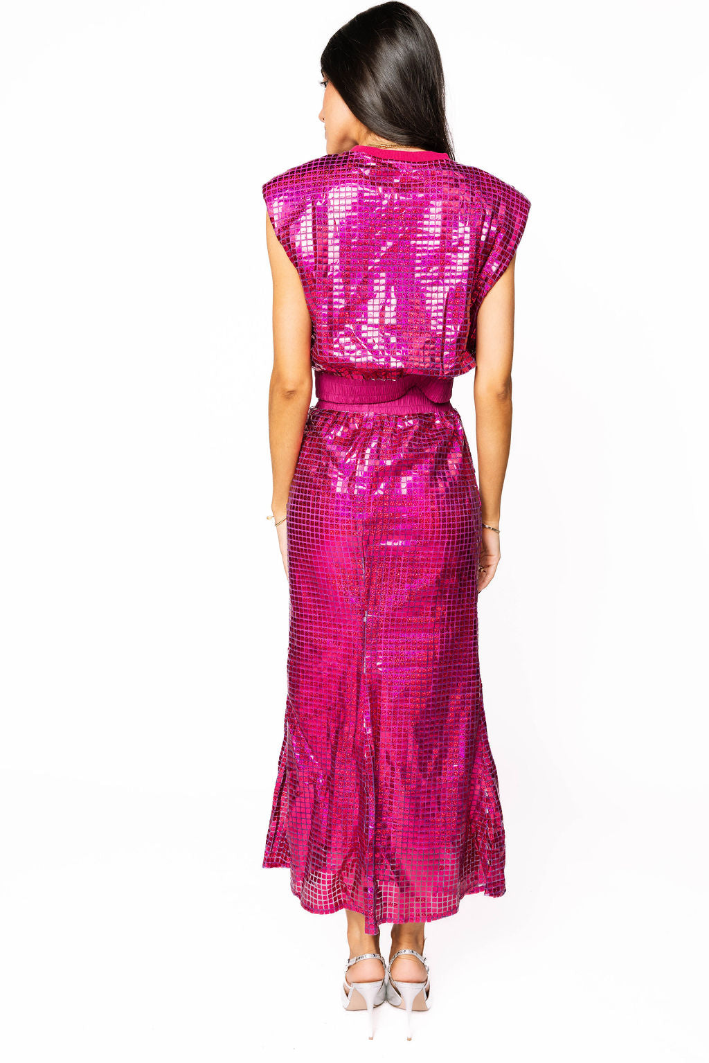 Sample Hot Pink Holographic Tank/Maxi Skirt Set