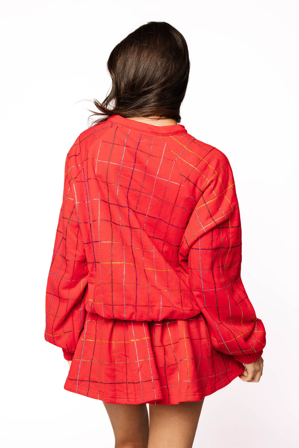 Sample Red Multi Rhinestone Top And Skort Set