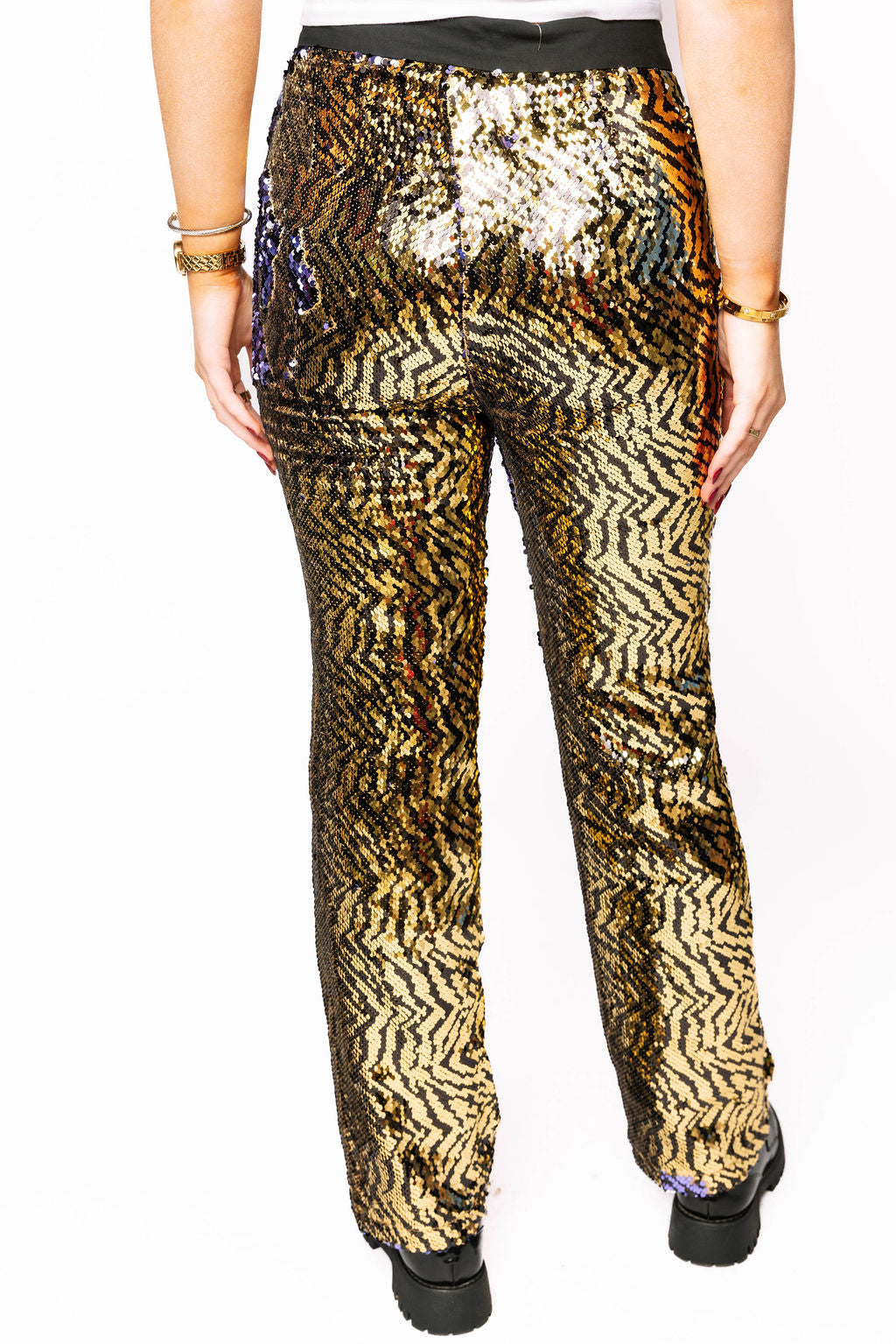 Sample Gold Black Full Sequin Tiger Pant