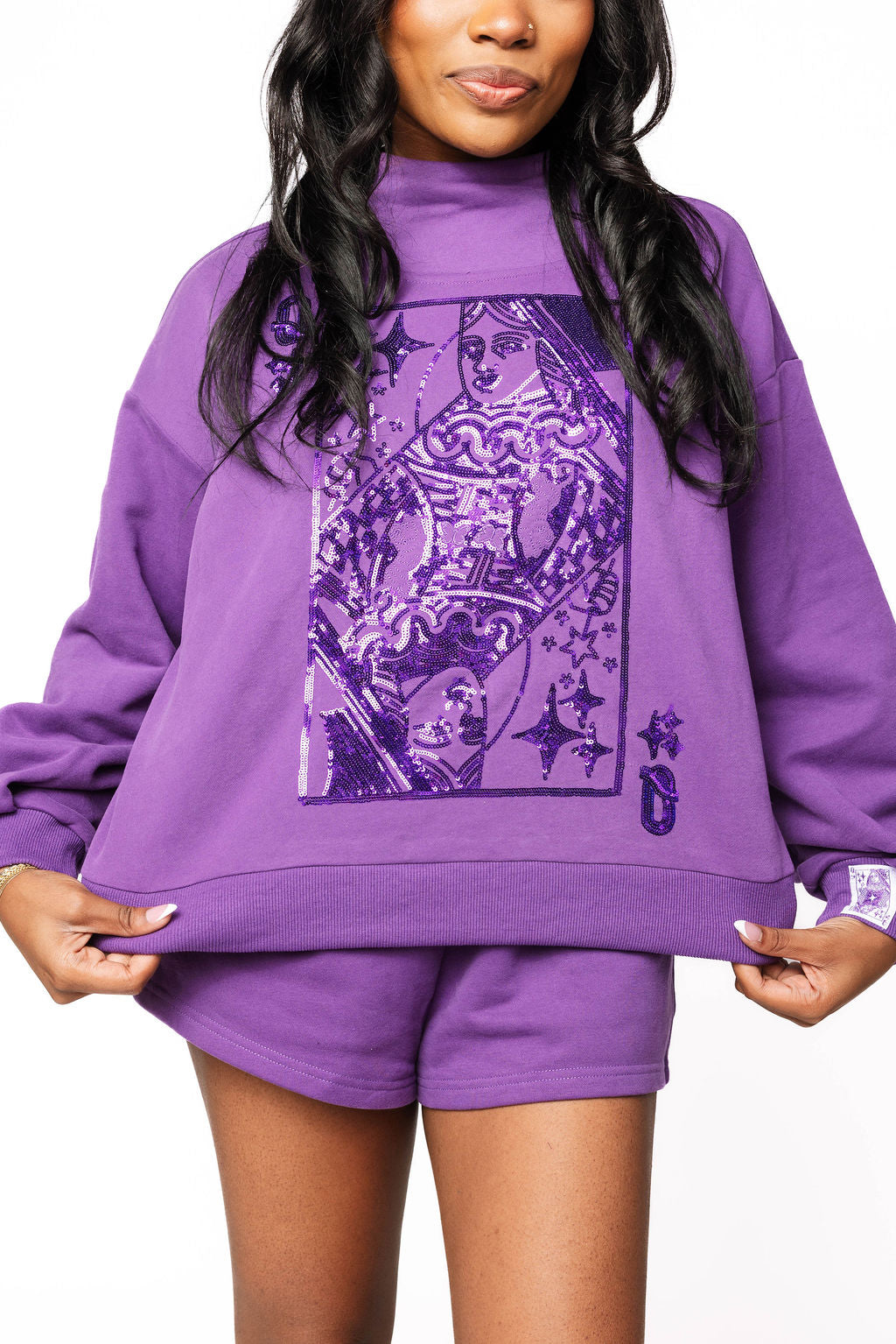 Purple QOS Card Logo Sweatshirt