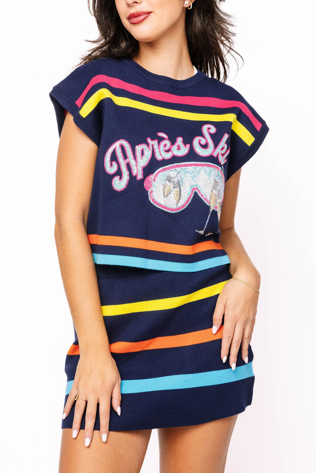 Sample Navy Multi Stripe Sweater Skirt