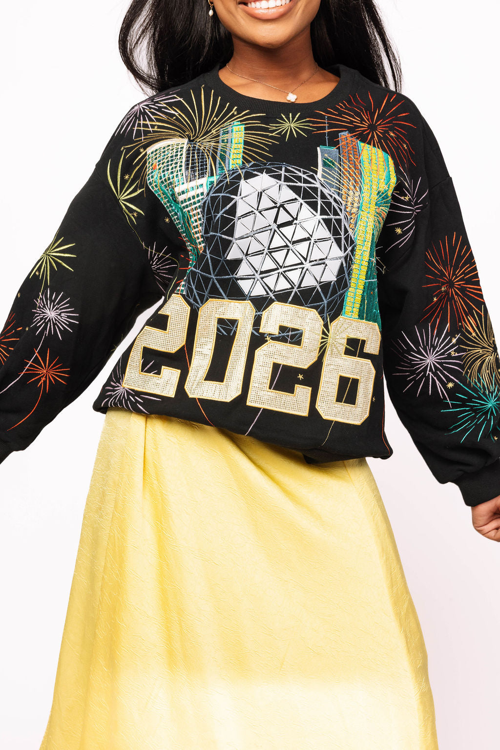 Black 2026 Fireworks In City Sweatshirt