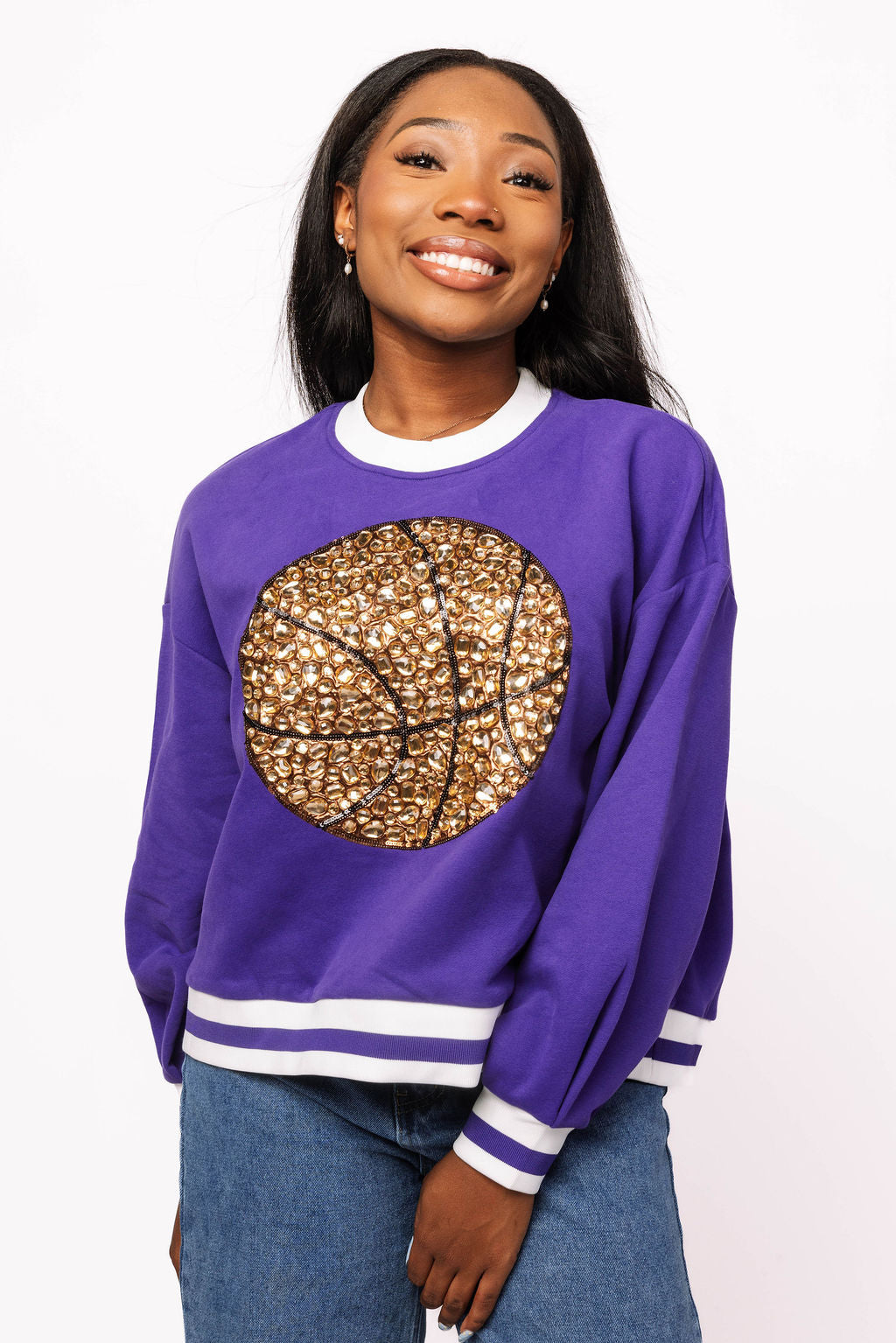 Purple Jeweled Basketball Sweatshirt