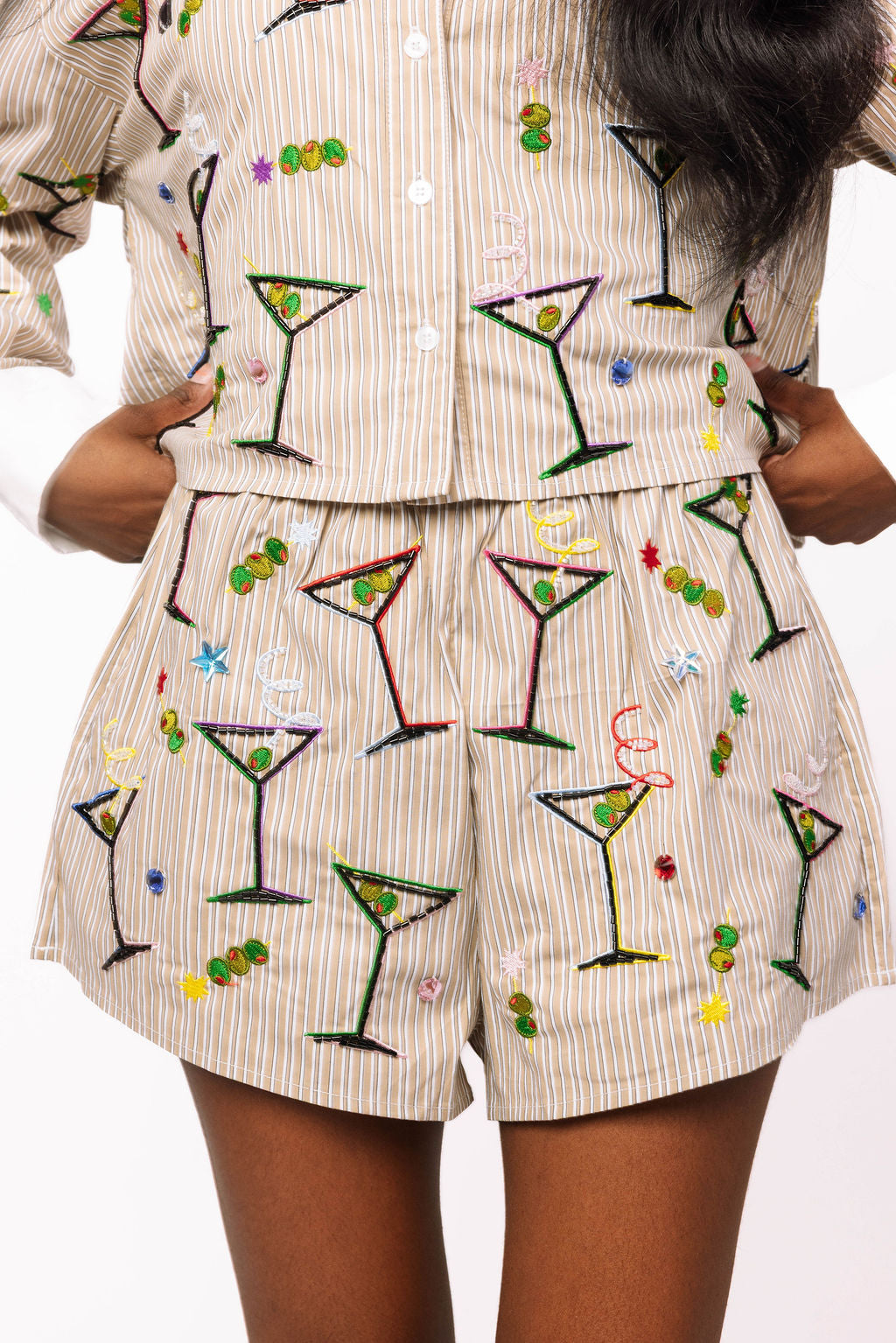 Green Stripe Rainbow Martini Short