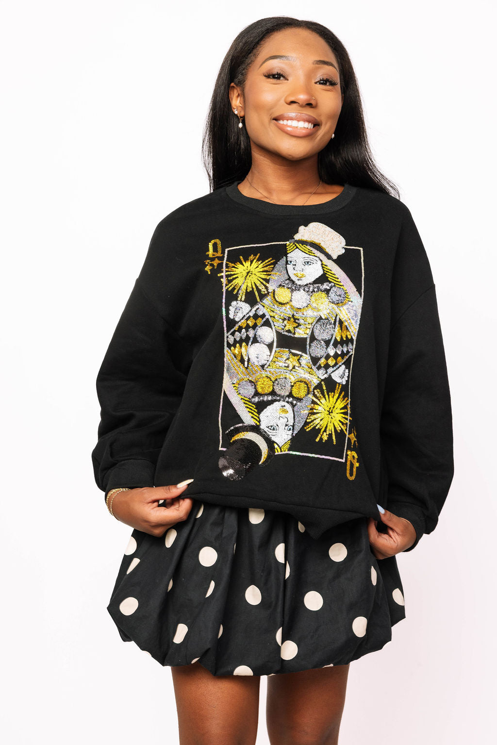 Sample Black NYE Queen Card Sweatshirt