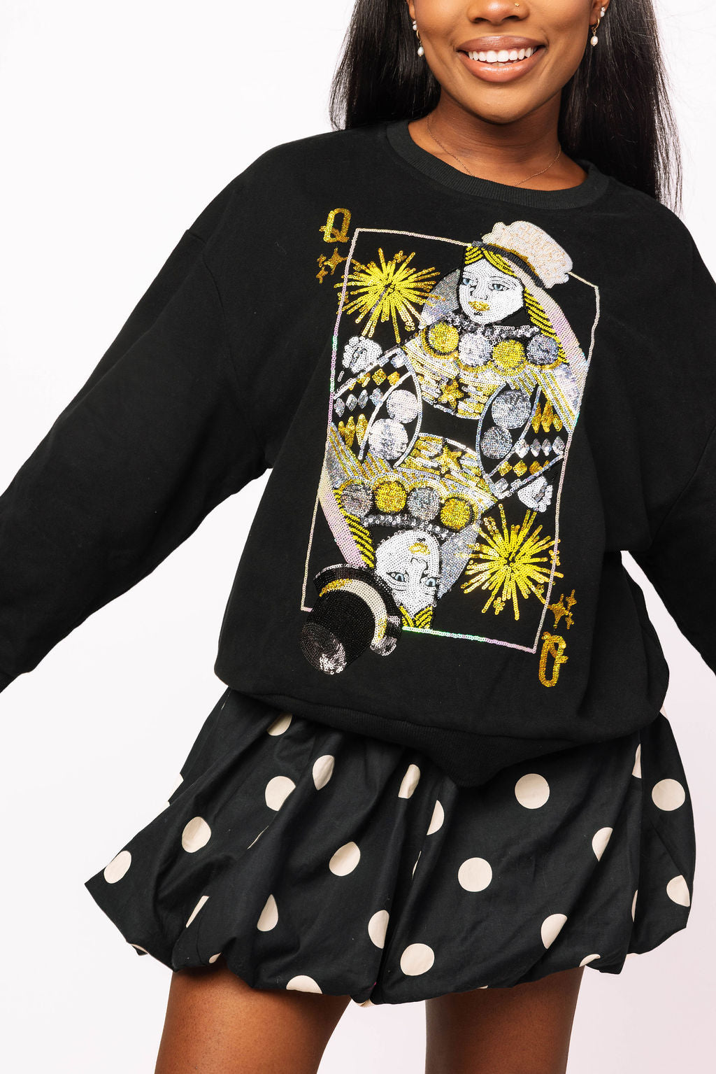 Sample Black NYE Queen Card Sweatshirt