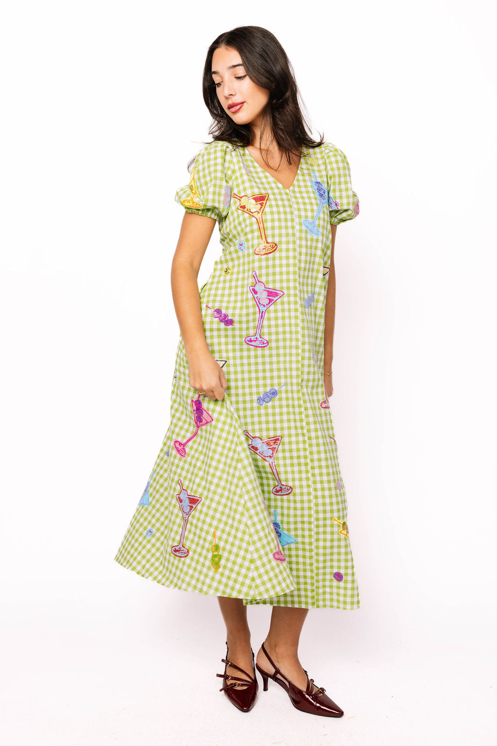 Green & White Multi Martini Colorblock Gingham Dress Queen of Sparkles Green & White Multi Martini Colorblock Gingham Dress Queen of Sparkles