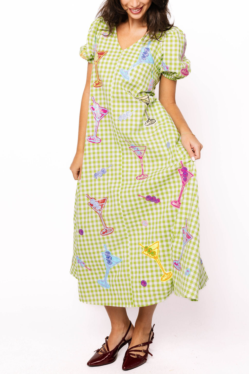 Green & White Multi Martini Colorblock Gingham Dress Queen of Sparkles Green & White Multi Martini Colorblock Gingham Dress Queen of Sparkles