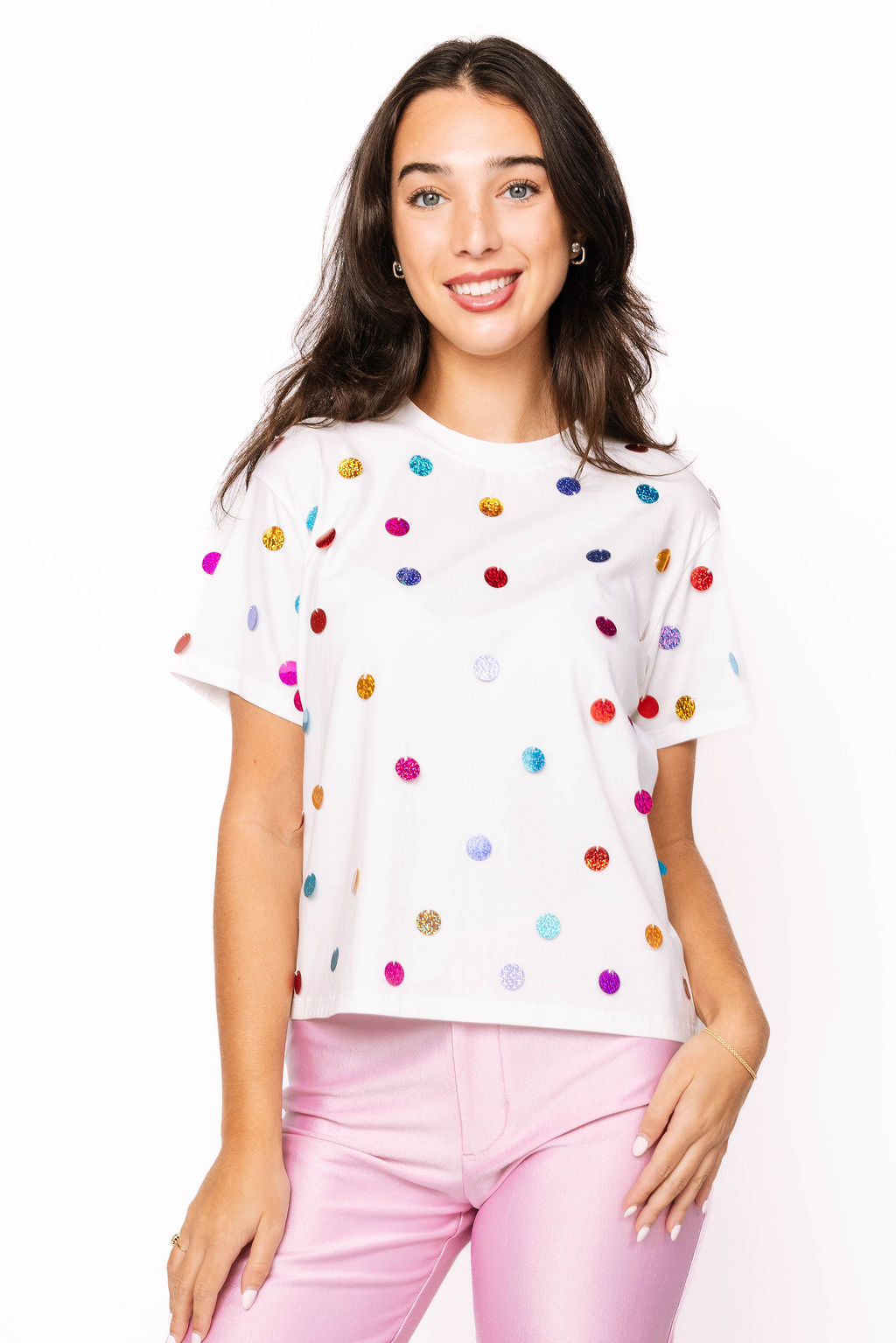 Sample White Multi Sequin Tee