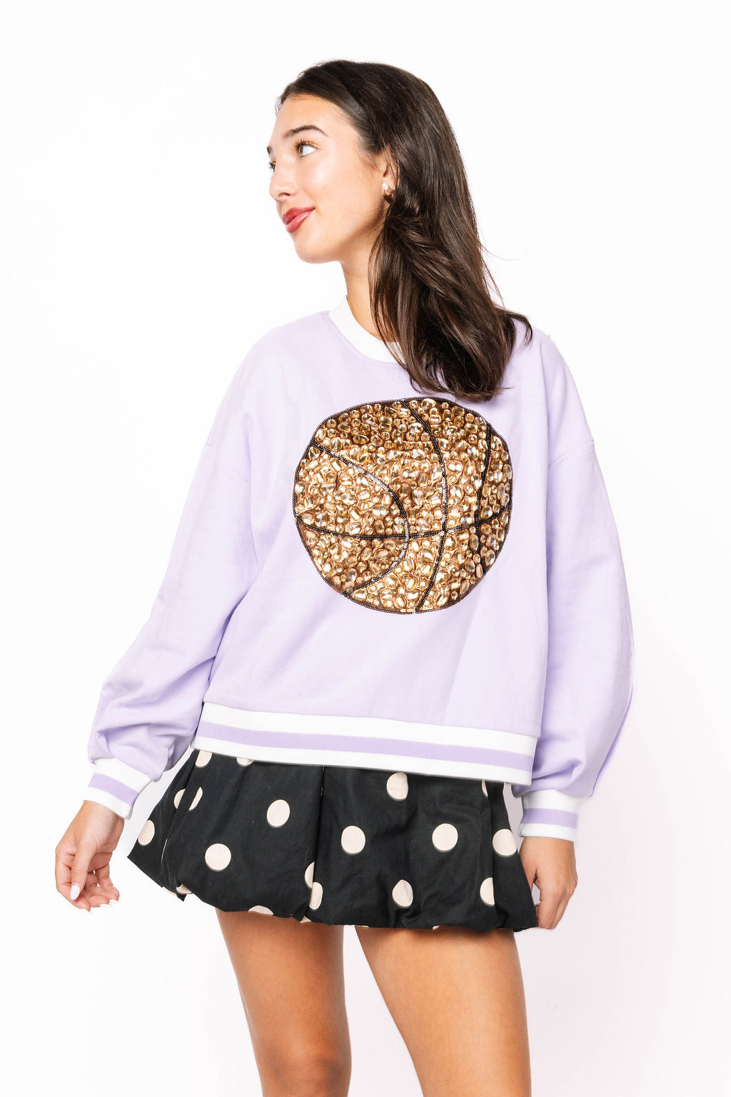 Lavender Jeweled Basketball Sweatshirt