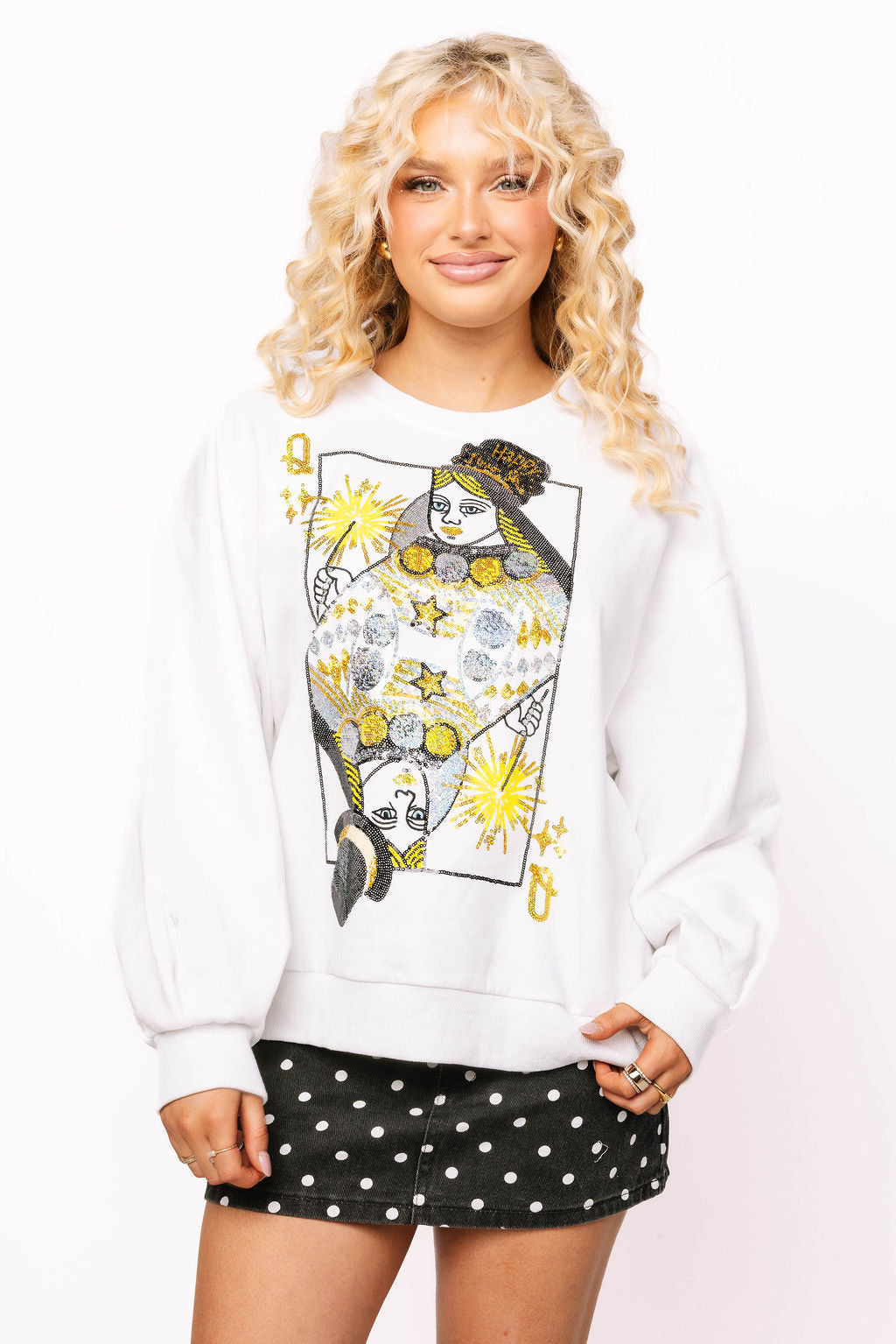 Sample White NYE Queen Card Sweatshirt