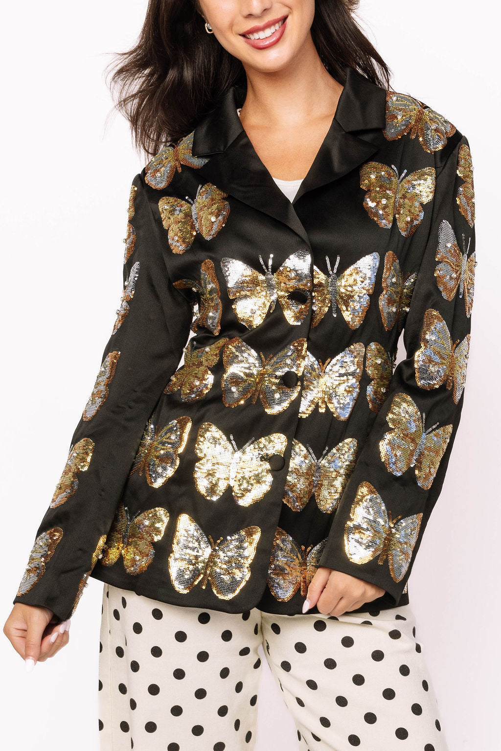 Black & Gold Sequin Butterfly Blazer