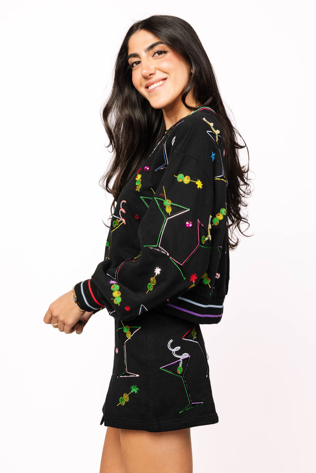 Black Multi Rainbow Martini Skort