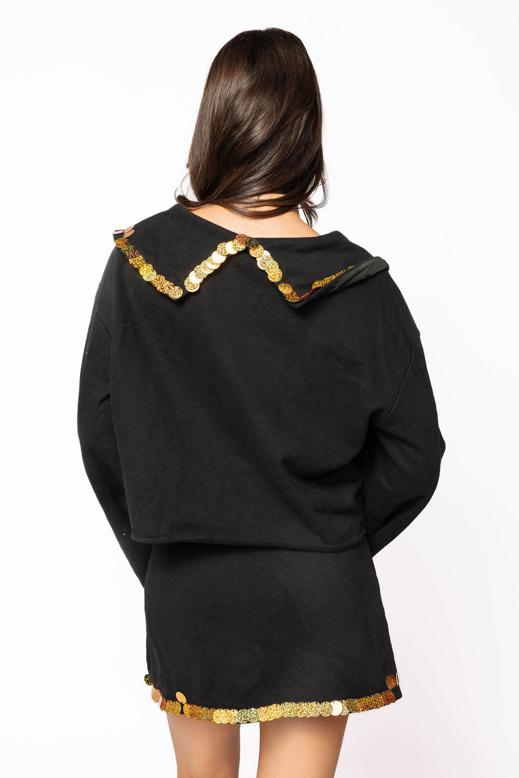 Sample Black & Gold Paillette Collar Top/Skort Set