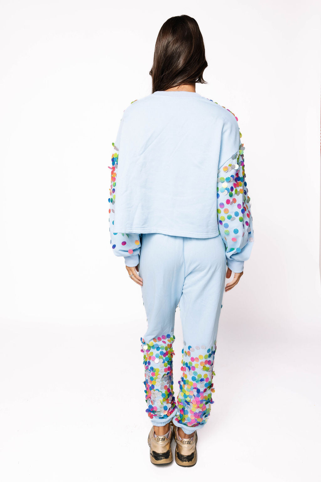 Sample Light Blue Rainbow Paillette Sweatshirt/Jogger Set