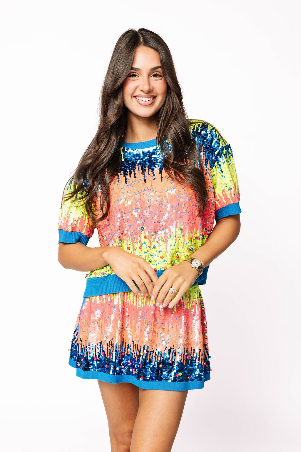 Sample Multi Full Sequin Tie Dye Sweater/Skirt Set