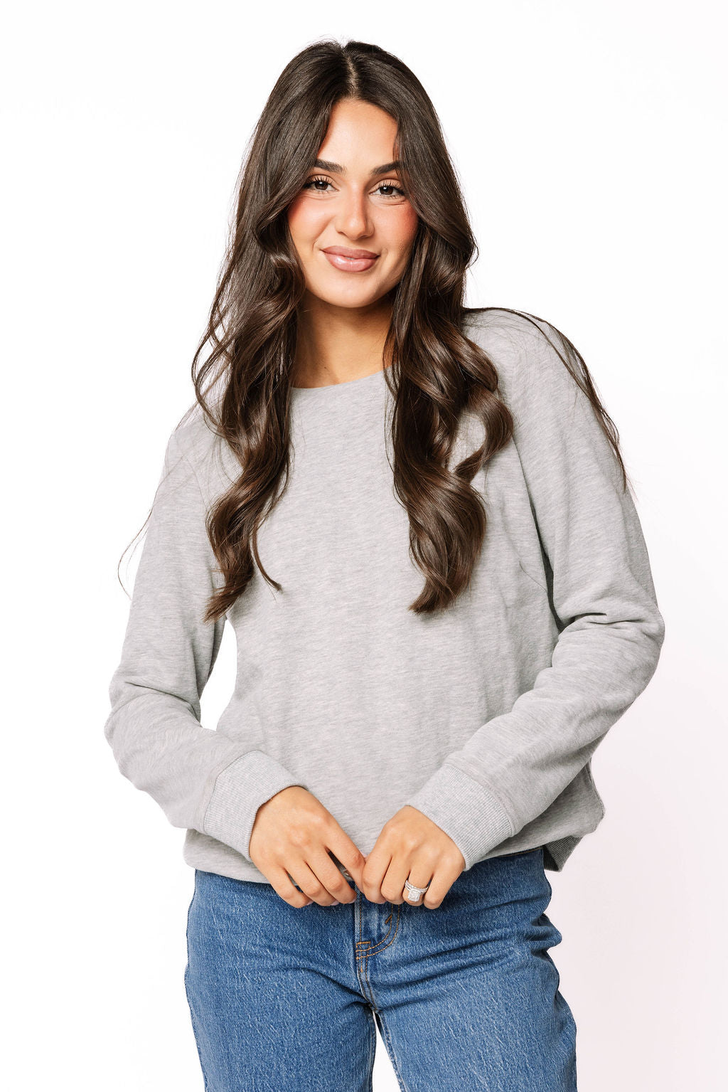 Sample Grey Sweatshirt With Pastel Sequin Stripe Bow