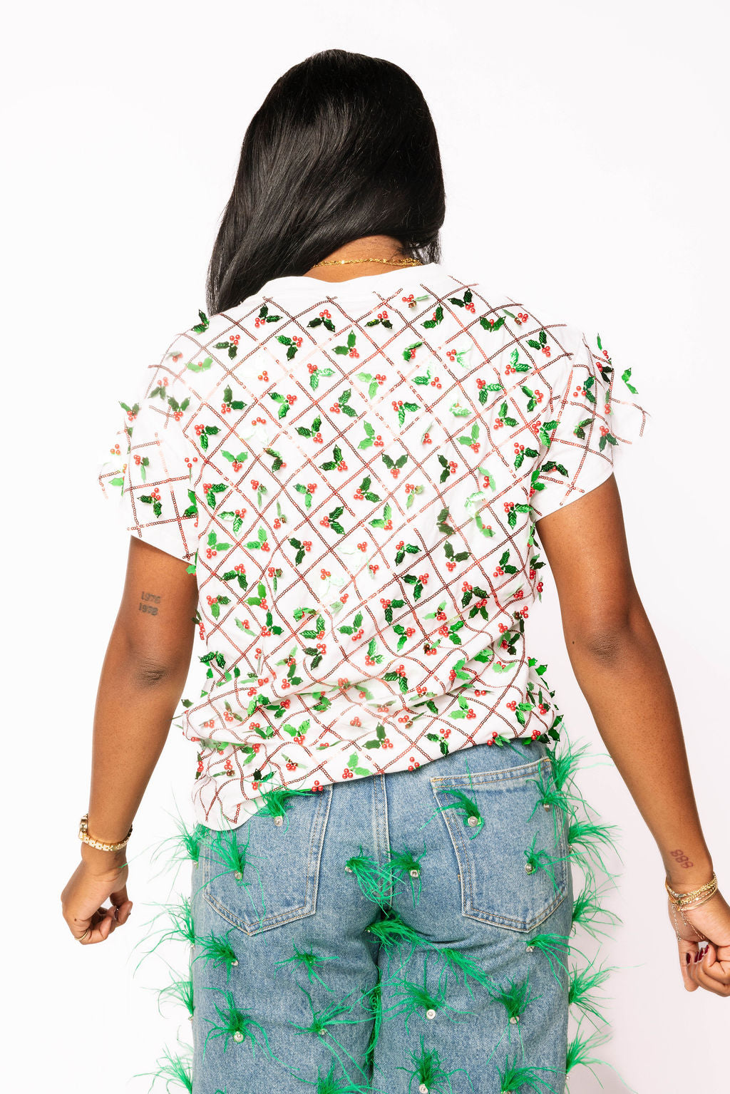 SAMPLE- White Diagonal Holly Tee