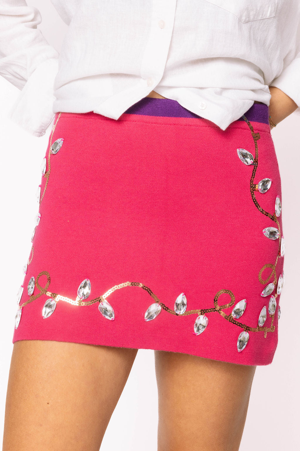 SAMPLE- Hot Pink Jeweled Light Knit Skirt