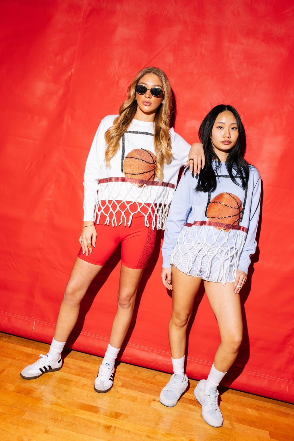 White Basketball Net Fringe Sweater