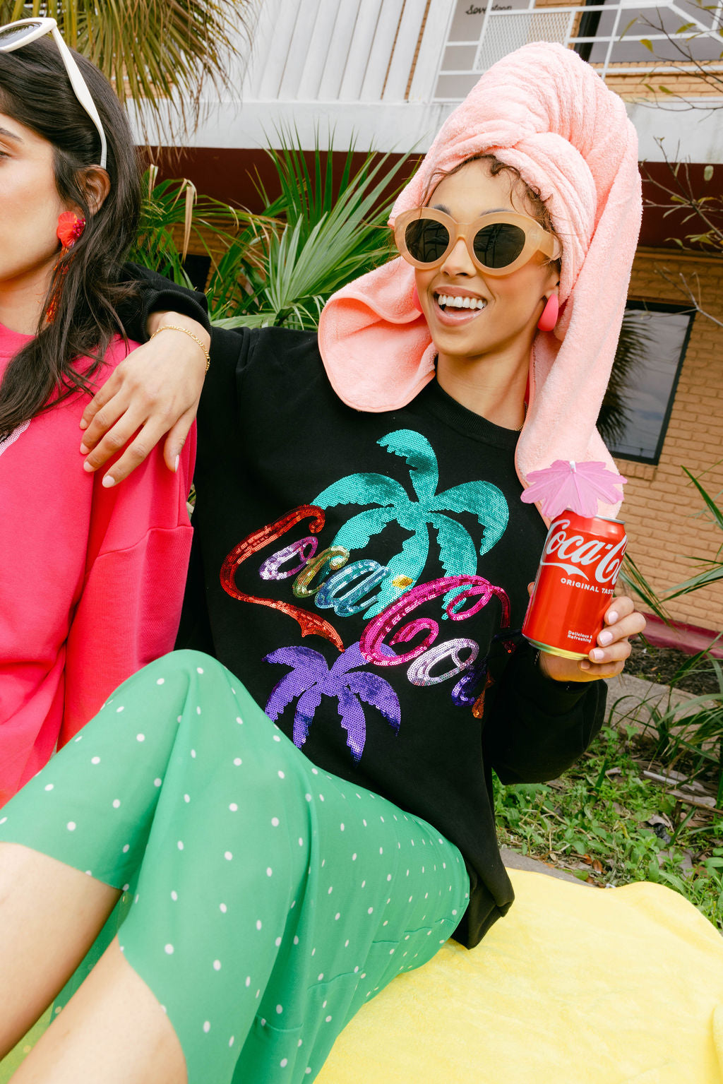 Black Multi Coca-Cola® Palm Tree Sweatshirt