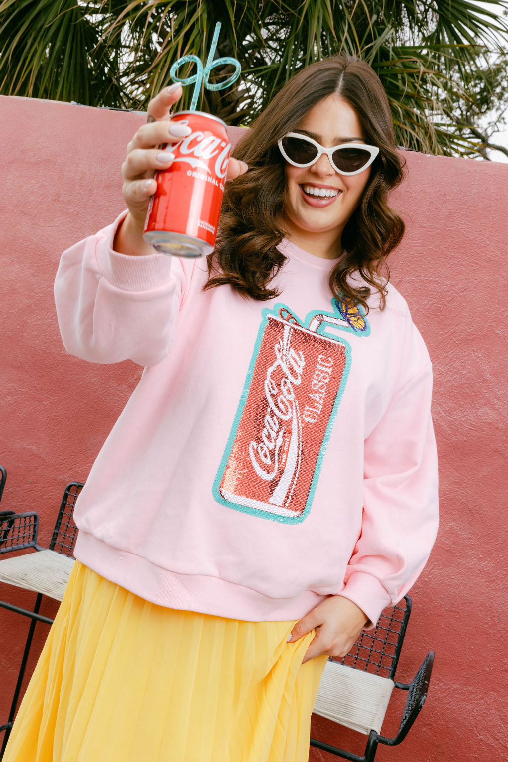 Light Pink Butterfly & Coca-Cola® Can Sweatshirt