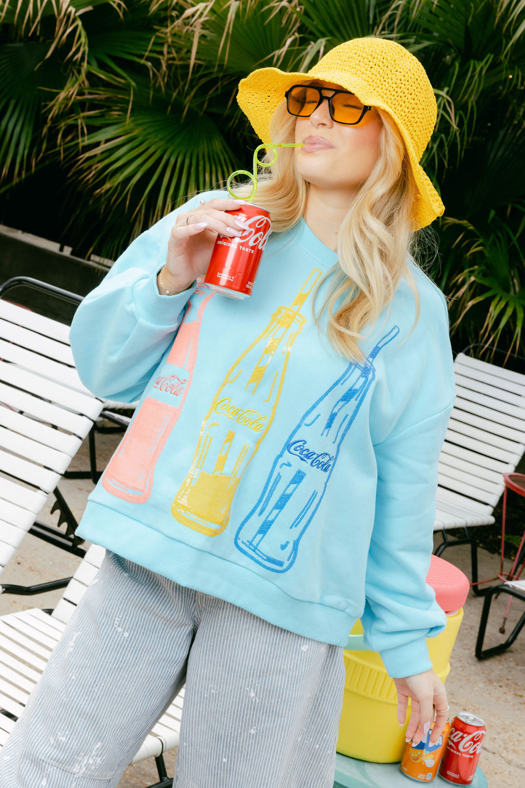 Bright Blue Multi Coca-Cola® Bottle Sweatshirt