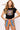 Black Rainbow Tiger Knit Short Sleeve Sweater Top