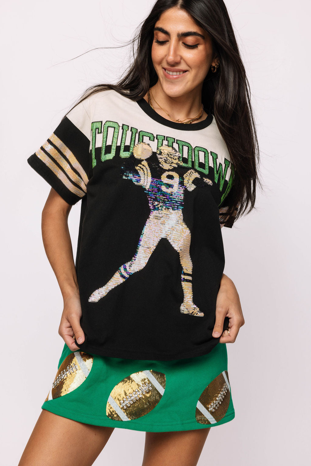 Black 'Touchdown' Football Player Tee